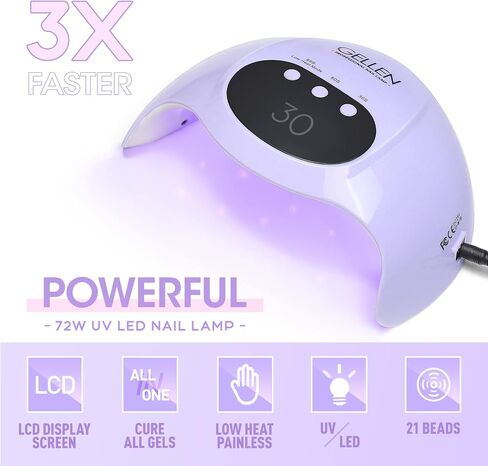 Gellen UV LED Nail Lamp With Electric Nail Drill, 72W UV Light Nail Dryer For Nails, Nail Files For Acrylic Nails Professional Gel Nail Polish Curing Lamp With Sensor 3 Timers Nail Art Manicure Tools in Saudi Arabia