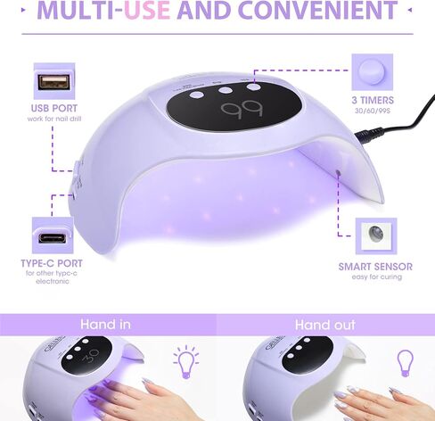 Gellen UV LED Nail Lamp With Electric Nail Drill, 72W UV Light Nail Dryer For Nails, Nail Files For Acrylic Nails Professional Gel Nail Polish Curing Lamp With Sensor 3 Timers Nail Art Manicure Tools in Saudi Arabia