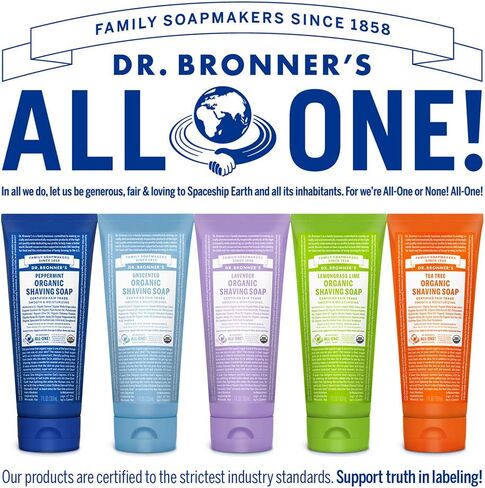 Dr. Bronner's - Organic Shaving Soap Variety Pack - Lavender, Tea Tree, & Lemongrass, Certified Organic, Sugar & Shikakai Powder, Moisturizes, Use on Face, Underarms, & Legs (7oz, 3-Pack) in Kuwait