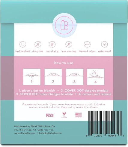 Cover Dot Acne Care (24 dots) Skin Blemish Treatment with Hydrocolloid | Oil and Pimple Absorbing | Latex-Free in Saudi Arabia