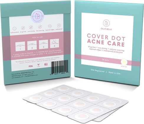 Cover Dot Acne Care (24 dots) Skin Blemish Treatment with Hydrocolloid | Oil and Pimple Absorbing | Latex-Free in Saudi Arabia
