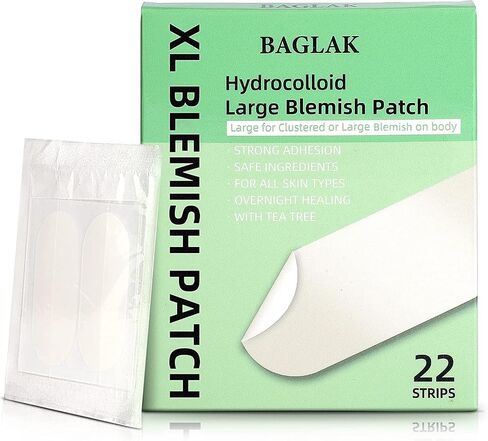 BAGLAK Large Blemishes Patches - 22 Strips, XL Size, Hydrocolloid t Dots, Blemishes Patch - Pimple Stickers, For Face Blemishes Absorbing Cover Patch - Zit Sticker Facial Skin Care in Saudi Arabia