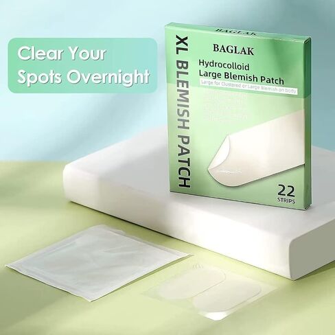 BAGLAK Large Blemishes Patches - 22 Strips, XL Size, Hydrocolloid t Dots, Blemishes Patch - Pimple Stickers, For Face Blemishes Absorbing Cover Patch - Zit Sticker Facial Skin Care in Saudi Arabia