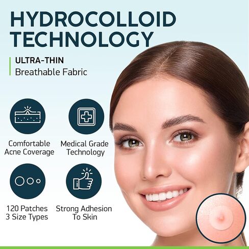 رقع حب الشباب من نوفاديرميس - البقع الداكنة والعيوب وعلاج الزيت - 54% ملصقات منقطة غرواني مائي - 120 حزمة للبشرة النظيفة - حمض الهيالورونيك الساليسيليك وزيت شجرة الشاي وفيتامين أ - يغطي مسام الوجه الكيسي in Kuwait