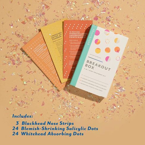 Patchology Breakout Box 3-in-1 Pimple & Acne Spots Treatment Patch Kit with 3 Nose Strips, 24 Salicylic Acid Dots, and 24 Hydrocolloid Dots - For Men and Women - Dark Spot Patches for Face in Kuwait