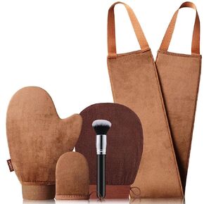 Self Tanning Mitt Applicator- Sanfery 5 Pack Self Tanner Mitt with Self Tanning Glove for Self Tan Mitt, Back Applicator, Mini Self Tan Glove, Exfoliating Mitt, Brush, Tanning Mitts Self Tanner Glove in Saudi Arabia