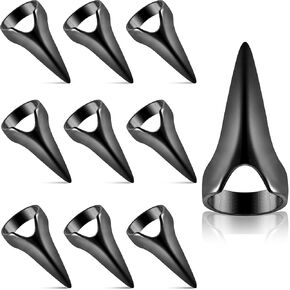 Hicarer 10 Pieces Stitch Tool for Braids Aid Finger Ring Hair Parting Tool Ring Retro Metal Claws Rings for Hair Braiding Supplies Cosplay Nail Art Holiday Party(Black)