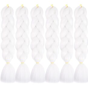 6 Packs Ombre Jumbo Braiding Hair Extensions 24 Inch High Temperature Synthetic Fiber Hair Extensions for Box Braids Braiding Hair (1b to dark blue)