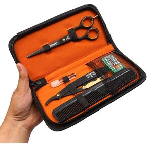 Metaleks Hair Cutting Scissors - Personal Barber Hair Scissors Set - Stainless Steel - Includes Cutting Shear, Razor, 5 Blades, 2 Combs, Oil Bottle, In Gift Case in Saudi Arabia
