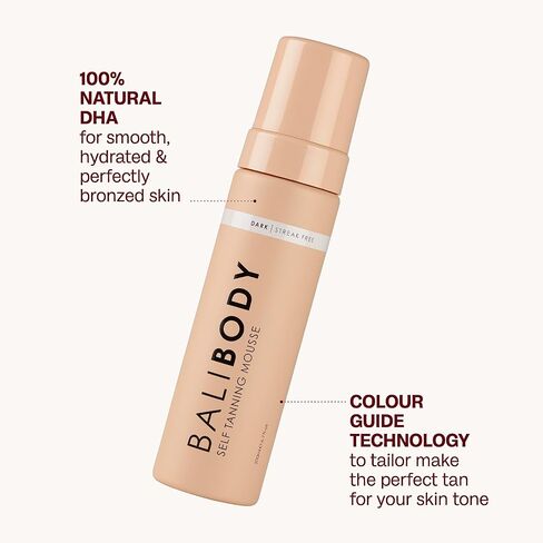 Bali Body Self-Tanning Mousse | Natural Looking Perfect Bronzed Shade | Streak-Free Green Based Tinted Self-Tanner | Fake Tan For All Skin Types – Dark/Ultra Dark, 200ml/6.7 fl oz in Saudi Arabia