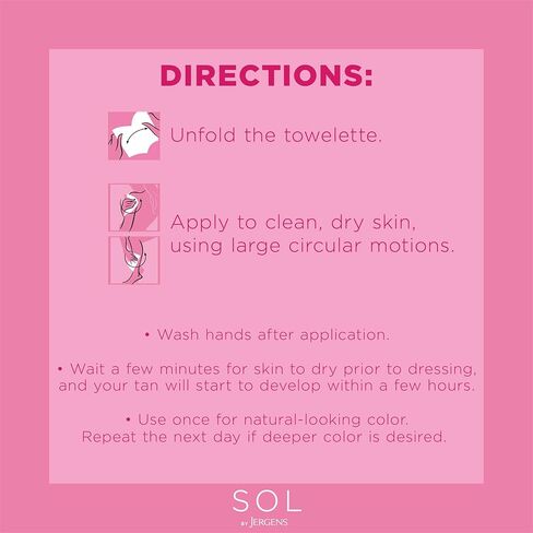 مناديل تسمير ذاتي للجسم بالكامل من جيرجنز، مناديل مبللة لتسمير البشرة بدون شمس ذات مظهر طبيعي بدون شمس، 6 قطع، مغمورة بماء جوز الهند وفيتامين E، لون مستوحى من الشمس في 4 ساعات in Kuwait