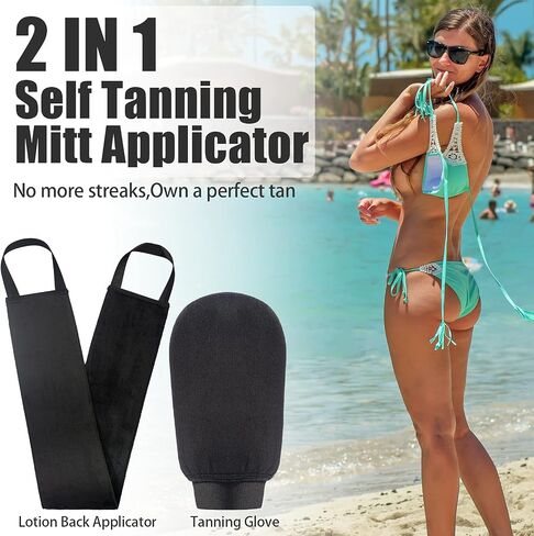 stusgo Self Tanning Mitt Applicator، قفاز دباغة مع معصم مرن، قضيب خلفي للتسمير بدون شمس لظهرك، ناعم، خالي من الخطوط، من أجل تسمير البشرة الذاتي بدون شمس، غسول، موس in Saudi Arabia
