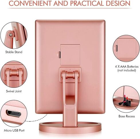 3 Folds Lighted Vanity Makeup Mirror,1X/2X/3X Magnification, 21 LED Light Bright Table Mirror with Touch Screen,180 Adjustable Rotation,Portable Travel Cosmetic Mirror in Saudi Arabia