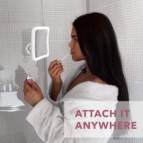 Fancii Rechargeable 10x Magnifying Mirror with 3 LED Light Settings, Dimmable Touch Light, Cordless, Locking Suction Mount, Lighted Mirror for Bathroom or Travel (Mira 2) in Saudi Arabia
