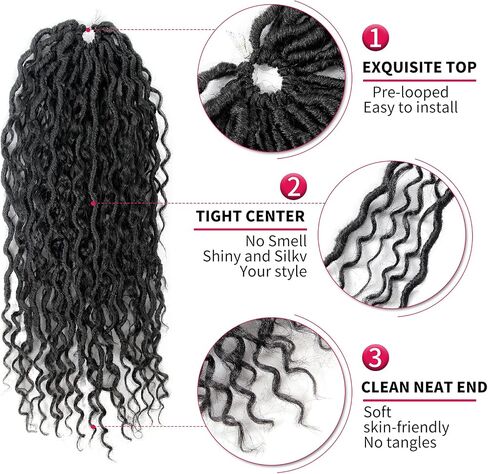 Goddess Locs Crochet Hair 10Inch 2Packs Pre-looped Short River Locs Curly Faux locs Crochet Hair Hippie Locs Bohemian Locs Crochet Braids (1B, 10inch(Pack of 2)) in Saudi Arabia