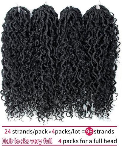 Goddess Locs Crochet Hair 10Inch 2Packs Pre-looped Short River Locs Curly Faux locs Crochet Hair Hippie Locs Bohemian Locs Crochet Braids (1B, 10inch(Pack of 2)) in Saudi Arabia