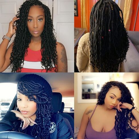 Goddess Locs Crochet Hair 10Inch 2Packs Pre-looped Short River Locs Curly Faux locs Crochet Hair Hippie Locs Bohemian Locs Crochet Braids (1B, 10inch(Pack of 2)) in Saudi Arabia