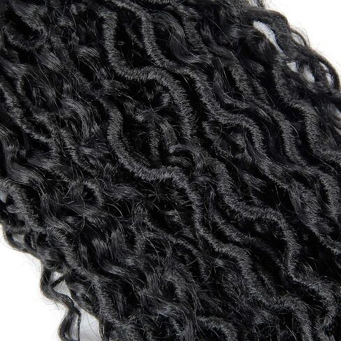 Goddess Locs Crochet Hair 10Inch 2Packs Pre-looped Short River Locs Curly Faux locs Crochet Hair Hippie Locs Bohemian Locs Crochet Braids (1B, 10inch(Pack of 2)) in Saudi Arabia