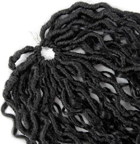 Goddess Locs Crochet Hair 10Inch 2Packs Pre-looped Short River Locs Curly Faux locs Crochet Hair Hippie Locs Bohemian Locs Crochet Braids (1B, 10inch(Pack of 2)) in Saudi Arabia