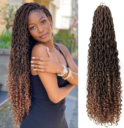 Goddess Locs Crochet Hair 10Inch 2Packs Pre-looped Short River Locs Curly Faux locs Crochet Hair Hippie Locs Bohemian Locs Crochet Braids (1B, 10inch(Pack of 2)) in Saudi Arabia
