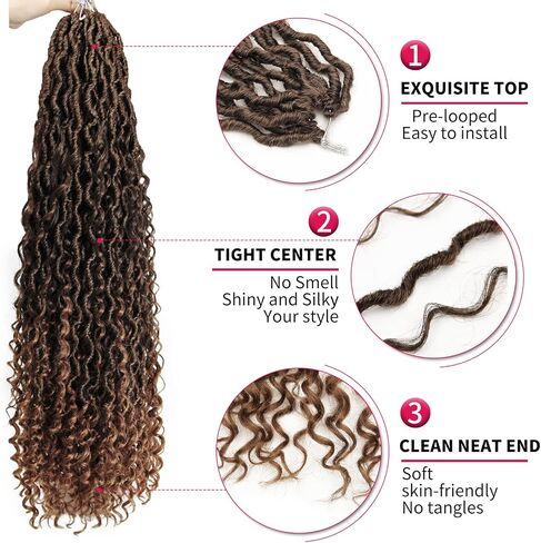 Goddess Locs Crochet Hair 10Inch 2Packs Pre-looped Short River Locs Curly Faux locs Crochet Hair Hippie Locs Bohemian Locs Crochet Braids (1B, 10inch(Pack of 2)) in Saudi Arabia