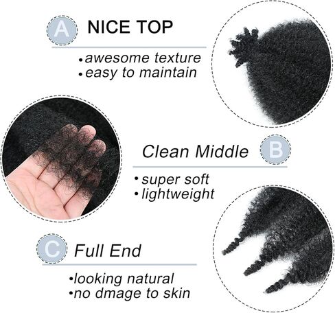 شعر أفرو ملتوي زنبركي بطول 30.48 سم، 8 حزم شعر مارلي تويست مضفر مسبقًا، شعر زنبركي ملتوي للنساء السود، شعر كوبي ملتوي من شعر مارلي للشعر الصناعي (12 بوصة (عبوة من 8 قطع)، 1B# مارلي تويست) in Kuwait