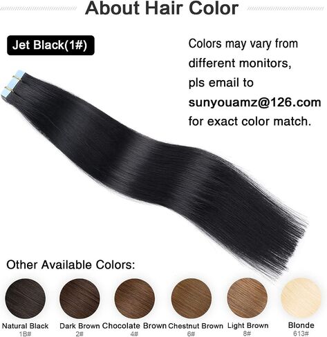 SUYYA Kinky Straight Tape in Extensions Natural Black Tape in Hair Extensions Human Hair Kinky Straight 12 Inch Skin Weft 40g/Pack 20PCS Tape INS for Women(#1B Natural Black) in Saudi Arabia