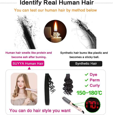 SUYYA Kinky Straight Tape in Extensions Natural Black Tape in Hair Extensions Human Hair Kinky Straight 12 Inch Skin Weft 40g/Pack 20PCS Tape INS for Women(#1B Natural Black) in Saudi Arabia