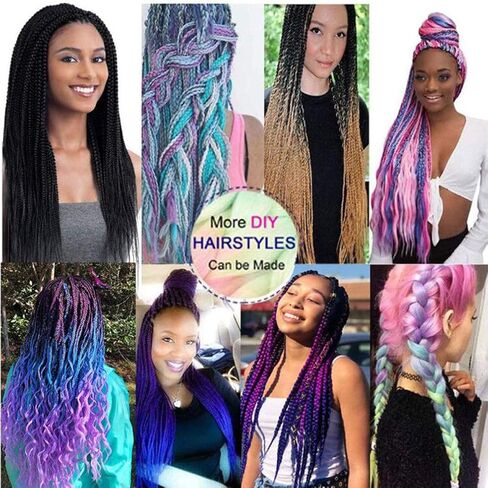 Braiding Hair Extensions for Women 6 Packs 100g/Pack 24Inch High Temperature Ombre Jumbo Synthetic Braiding Hair for Twist Crochet Braids (24 Inch, mix6pcs-Maranda) in Saudi Arabia