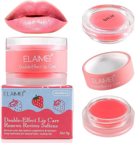 Lip Scrubs Exfoliator & Moisturizer, Sleeping Lip Mask for Dark & Cracked Lips, Double Effect Lip Mask with Brush, Remove Dead Skin, Reduce Lips Lines, Brighten Lips color, Lip Repair Treatment(strawberry) in Saudi Arabia