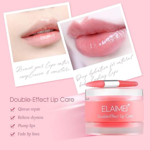 Lip Scrubs Exfoliator & Moisturizer, Sleeping Lip Mask for Dark & Cracked Lips, Double Effect Lip Mask with Brush, Remove Dead Skin, Reduce Lips Lines, Brighten Lips color, Lip Repair Treatment(strawberry) in Saudi Arabia