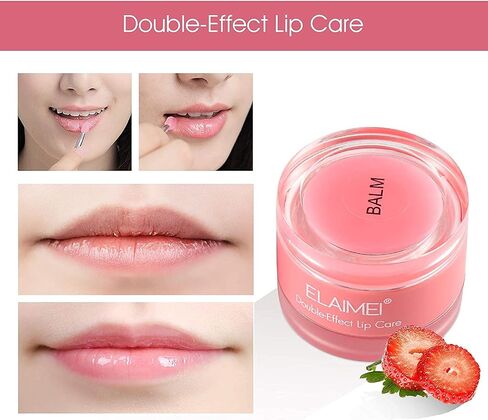 Lip Scrubs Exfoliator & Moisturizer, Sleeping Lip Mask for Dark & Cracked Lips, Double Effect Lip Mask with Brush, Remove Dead Skin, Reduce Lips Lines, Brighten Lips color, Lip Repair Treatment(strawberry) in Saudi Arabia