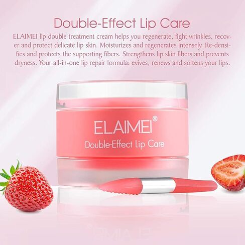 Lip Scrubs Exfoliator & Moisturizer, Sleeping Lip Mask for Dark & Cracked Lips, Double Effect Lip Mask with Brush, Remove Dead Skin, Reduce Lips Lines, Brighten Lips color, Lip Repair Treatment(strawberry) in Saudi Arabia