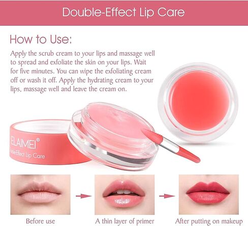 Lip Scrubs Exfoliator & Moisturizer, Sleeping Lip Mask for Dark & Cracked Lips, Double Effect Lip Mask with Brush, Remove Dead Skin, Reduce Lips Lines, Brighten Lips color, Lip Repair Treatment(strawberry) in Saudi Arabia