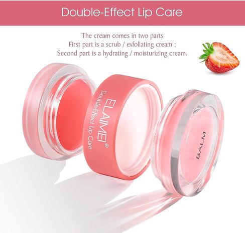 Lip Scrubs Exfoliator & Moisturizer, Sleeping Lip Mask for Dark & Cracked Lips, Double Effect Lip Mask with Brush, Remove Dead Skin, Reduce Lips Lines, Brighten Lips color, Lip Repair Treatment(strawberry) in Saudi Arabia