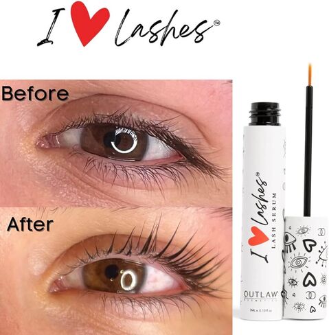 I Love Lashes Outlaw Cosmetics - Premium Lash Growth Serum for Natural Lashes or Lash Extensions, Eyelash Serum Lash Primer Oil-Free, Vegan & Cruelty-Free in Saudi Arabia