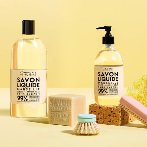 Compagnie de Provence Savon de Marseille صابون سائل فائق النقاء - خالي من العطور - زجاجة مضخة زجاجية سعة 16.7 أونصة سائلة in Saudi Arabia
