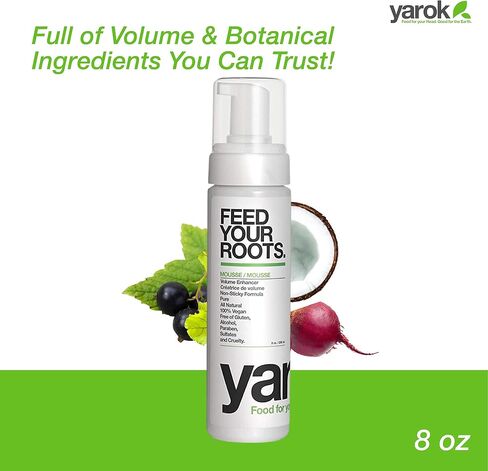 Yarok Feed Your Roots Organic Mousse, 8oz, Made from Black Currant, Coconut Oil, Beet Root, and Blueberries, 100% Vegan, Free from Gluten, Sulfate, Alcohol & Paraben, Cruelty-Free in Saudi Arabia