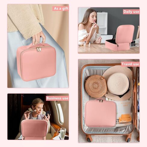 Makeup Travel Bag with LED Lighted Mirror,Makeup Travel Train Case with Adjustable Divider,Makeup Bag with Mirror and light Cosmetic Bag for Makeup Brushes,Tool Case,Gifts,Women in Saudi Arabia