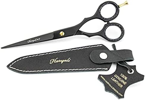 hairdresser scissor Shears 6.5 Inch in Black color Professional Barber Sharp Hair Scissors Hairdressing Shears for Cutting Styling Hair with leather pouch in Saudi Arabia