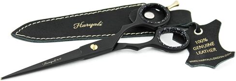 hairdresser scissor Shears 6.5 Inch in Black color Professional Barber Sharp Hair Scissors Hairdressing Shears for Cutting Styling Hair with leather pouch in Saudi Arabia