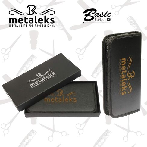 Metaleks Hair Cutting Scissors - Personal Barber Hair Scissors Set - Stainless Steel - Includes Cutting Shear, Razor, 5 Blades, 2 Combs, Oil Bottle, In Gift Case in Saudi Arabia