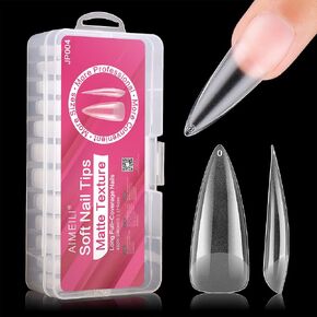 AIMEILI False Nail Tips, 432PCS Clear Matte Coffin Full Cover Nail Tips for Soak Off Nail Extension, Acrylic False Press on Nails with Box for Nail Art Salon and Home DIY, 10 Sizes in Saudi Arabia