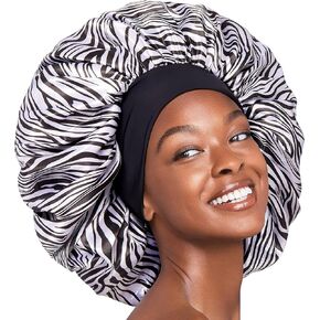 Red by Kiss Reversible Silky Satin Hair Cap Hair Bonnet with Wide Edge Double Wear Cap