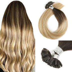 Neitsi U Tip وصلات شعر شعر بشري، وصلات شعر بني شوكولاتة، وصلات شعر طبيعية حقيقية على شكل حرف U، وصلات شعر كيراتين مربوطة مسبقًا، وصلات شعر بشري مستقيم حريري 50 خيطًا (2#) in Kuwait