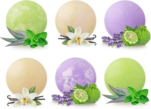 Organic Bath Bombs Gift Set Large Hemp Bubble Spa Fizzies with Shea Butter, Hemp and Essential Oils, Perfect for Recovery & Relaxation (Herbal, 12) in Saudi Arabia