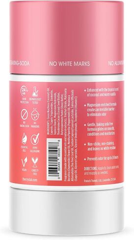 Crystal Magnesium Solid Stick Natural Deodorant, Non-Irritating Aluminum Free Deodorant for Men or Women, Safely and Effectively Fights Odor, Baking Soda Free, Coconut + Vanilla, 2.5 oz in Saudi Arabia