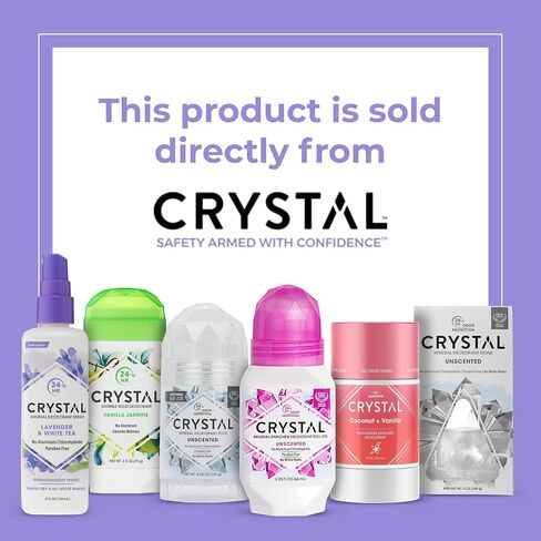 Crystal Magnesium Solid Stick Natural Deodorant, Non-Irritating Aluminum Free Deodorant for Men or Women, Safely and Effectively Fights Odor, Baking Soda Free, Coconut + Vanilla, 2.5 oz in Saudi Arabia