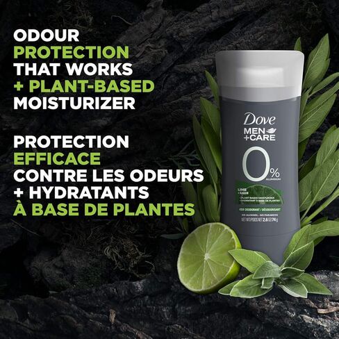 قلم مزيل العرق دوف مين + كير للرجال خالٍ من الألومنيوم ومزيل العرق برائحة الليمون + المريمية مرطب نباتي مشتق طبيعيًا 73 جرام in Kuwait