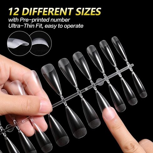 AIMEILI False Nail Tips, 432PCS Clear Matte Coffin Full Cover Nail Tips for Soak Off Nail Extension, Acrylic False Press on Nails with Box for Nail Art Salon and Home DIY, 10 Sizes in Saudi Arabia
